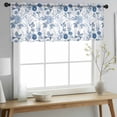 thumbnail image 2 of Flower Bird Valance Curtains for Kitchen/Living Room/Bathroom/Bedroom Window, Rod Pocket Small Topper Half Short Window Curtains Voile Sheer Scarf, Vintage Blue Garden Country Wildflower 42"x18", 2 of 8