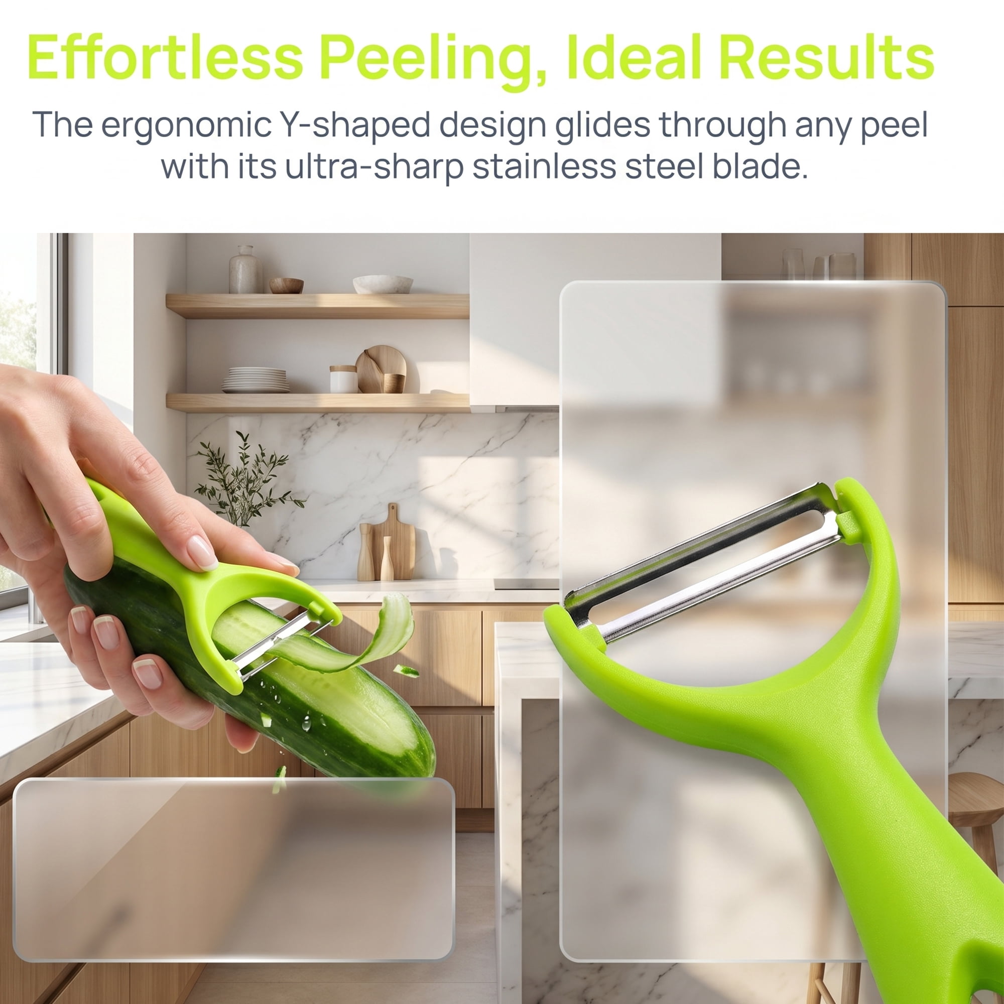 Unique Bargains Vegetable and Apple Peeler with Ergonomic Handle Bright Green 5.1x2.4 inch