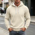 thumbnail image 2 of Men's Waffle Knit Zip Hoodie Long Sleeve Drawstring Casual Hooded Sweatshirt Athletic Pullover Top, 2 of 5