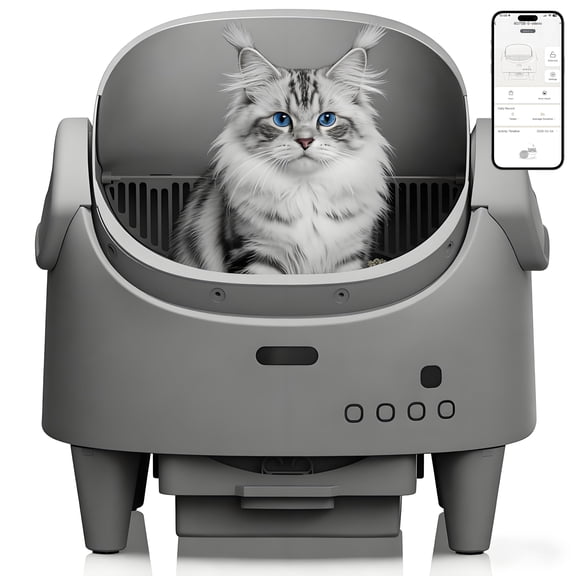 Ataucjin Self-Cleaning Litter Box for Multi Cats, Extra Large Automatic Litter Box with Open-Top Design, Smart App Remote Control, Adjustable Entry Height, Advanced Odor Control & 15-Layer Safety Gua