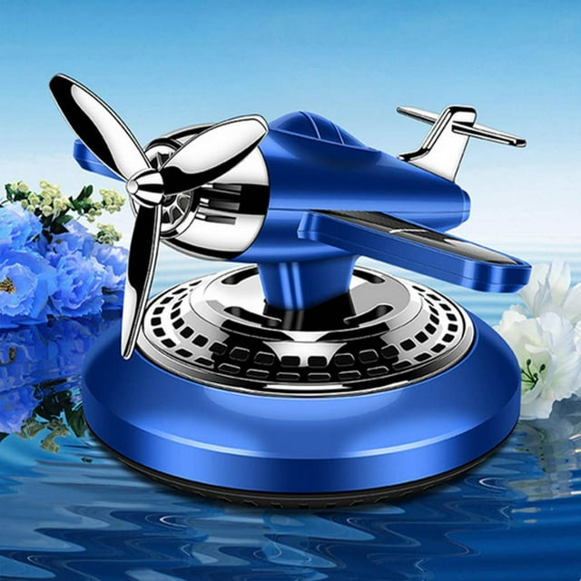 Feltree Solar Powered Metal Car Air Freshener with Rotating Aircraft Design, 8Hrs Auto-Rotation & Natural Essential Oil Diffuser for Vehicle/Home