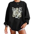thumbnail image 1 of Pullovers d'Halloween pour Femmes Manches Longues Chandails en Molleton Squelette Drôle Citrouille, 1 of 5