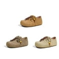 thumbnail image 3 of Elevator Shoes for Women Inner Height Increasing Flat Shoes Casual Lace up Round Toe Suede Walking Shoes Beige Size 4.5, 3 of 4