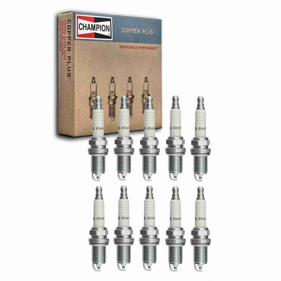 10 pc Champion Copper Plus Spark Plugs compatible with Dodge Ram 2500 8.0L V10 1996-2003