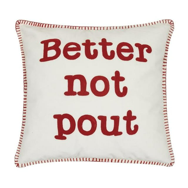 Peking Handicraft 31JES1428C18SQ Better Not Pout Crewel Pillow, Red