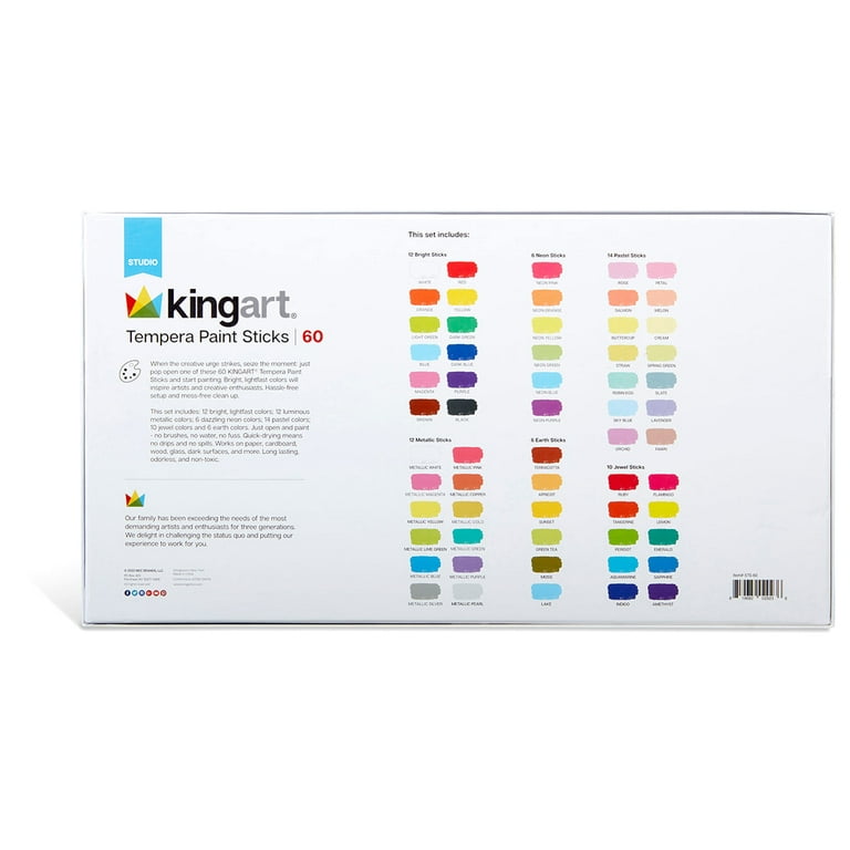 KINGART® Tempera Paint Sticks, 24 Vibrant Colors Solid Tempera Paint for  Kids, Super Quick Drying, Works Great on Paper Wood Glass Ceramic Canvas