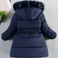 thumbnail image 4 of Ndbuld Toddler Heavyweight Puffer Jacket Girls Winter Clothes Plus Velvet Thickened Fashionable Middle and Large Children's Medium and Long Little Girl Fashionable Coat Cotton Jacket 6 Years, 4 of 4