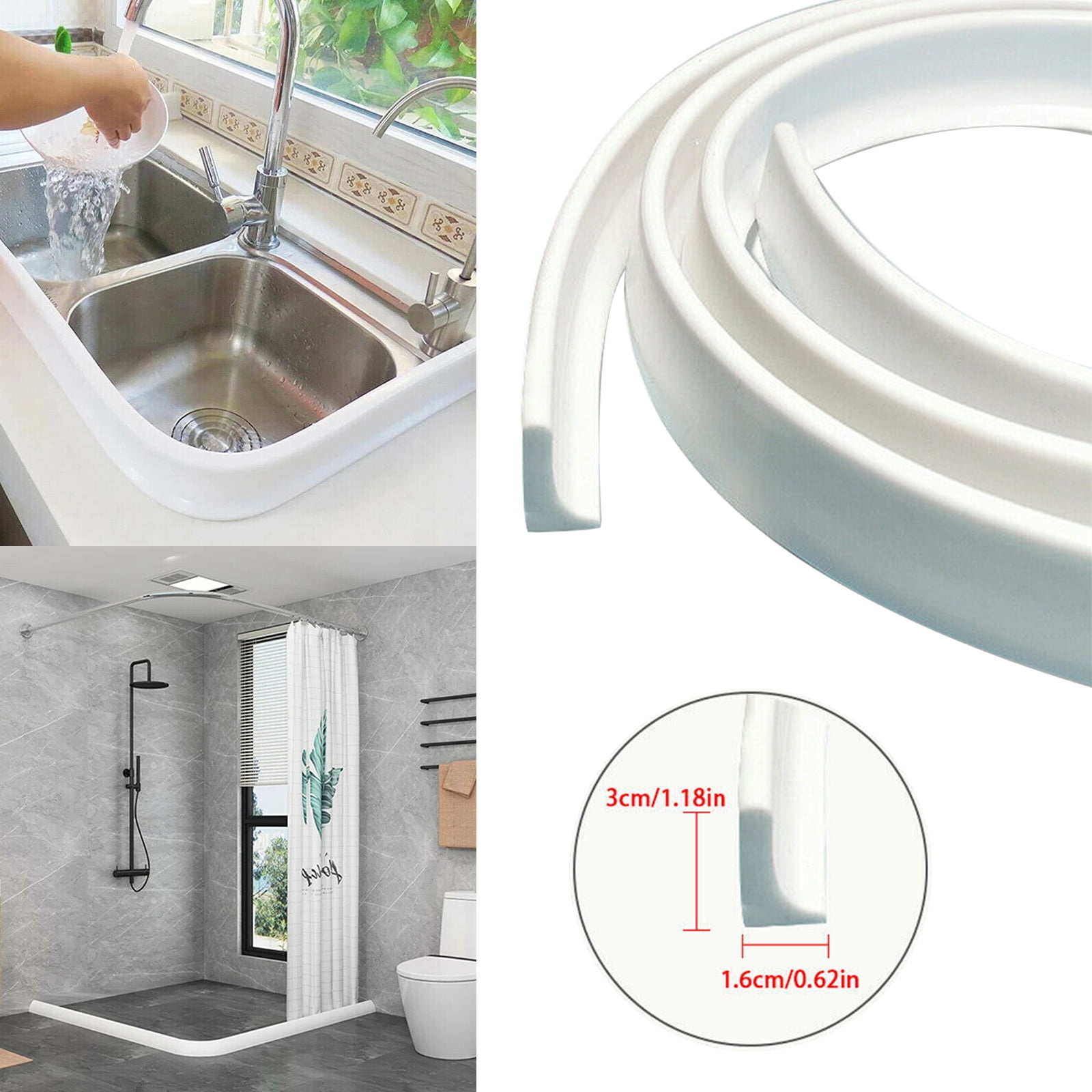 79" Shower Water Guard Shower Dam, TPE Shower Splash Guard Threshold