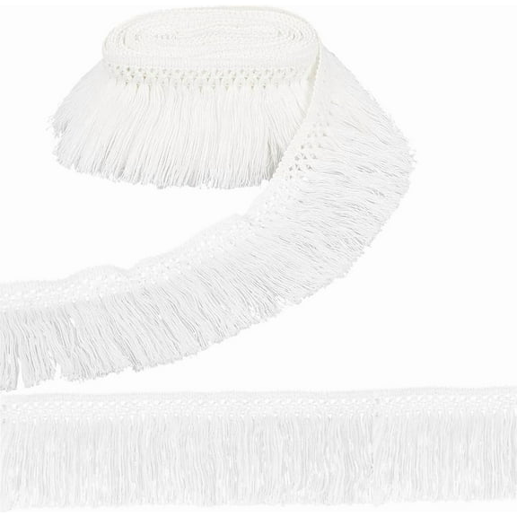 5.5 Yards 3 Inch Sewing Lace Trim Ribbons White Cotton Tassel Fringe Trim Boho Vintage Long Fringe Trim
