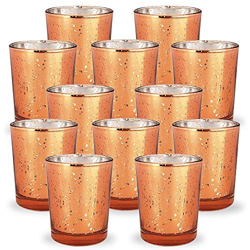 Just Artifacts 2 75 Inch Speckled Copper Mercury Glass Votive Candle