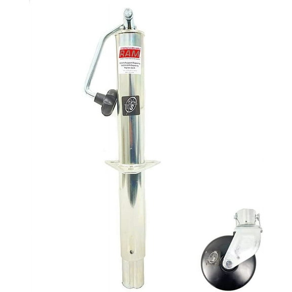 Southwest Wheel 5,000 lbs top Wind RAM Zinc A-Frame Trailer Jack w/ 6" Steel Caster Wheel