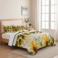 thumbnail image 5 of Twin XL Quilt Set 68''x98'', Sunflower Lightweight Bedspread Coverlet Set with 2 Pillow Shams, Yellow Spring Floral Summer Botanical Rustic Breathable All Season Quilt Bedding for Dorm/Guest Room, 5 of 9