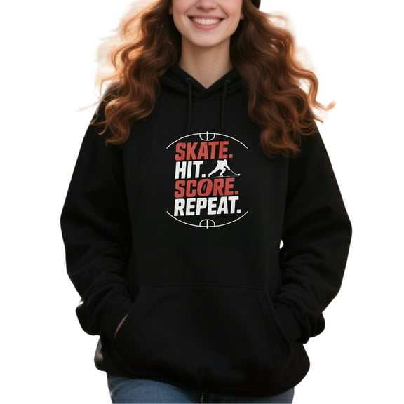 Minimalist Hockey Hoodie for Men and Women, Unisex Pullover Hooded Sweatshirt, Comfortable Cotton Poly Blend, Casual Everyday Streetwear