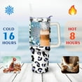 thumbnail image 4 of 40oz Fashion Leopard Pattern Stainless Steel Flip Straw Tumbler Spill Proof Travel Cup Double Wall Vacuum Insulated Coffee Mug with Top Handle, 4 of 6