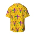thumbnail image 2 of Fotbe Mardi Gras Crayfish and Fleur de lis print Short Sleeve Button Down Shirts for Men Casual Summer Beach Wrinkle Free Shirt-Small, 2 of 7