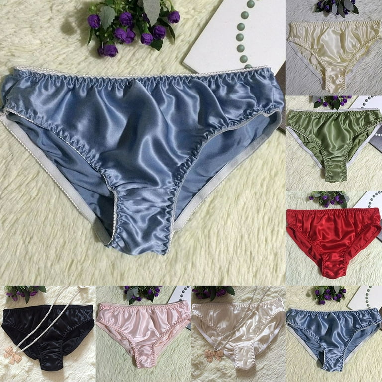 Fule Sexy Shiny Solid Underwear Soft Thongs Briefs Women Silk Panties  Breathable 