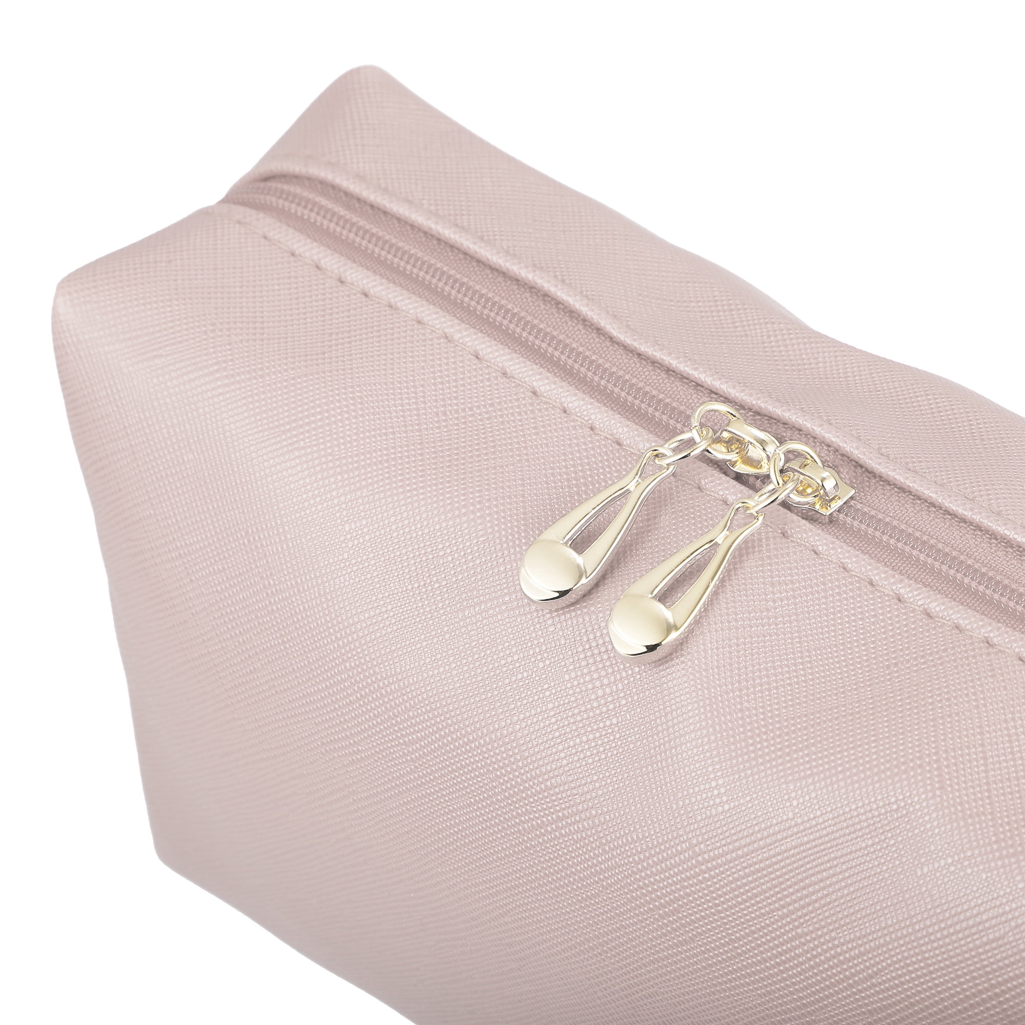 Unique Bargains Floral Makeup Bag Zipper Flower Cosmetic Pouch Gold Pink