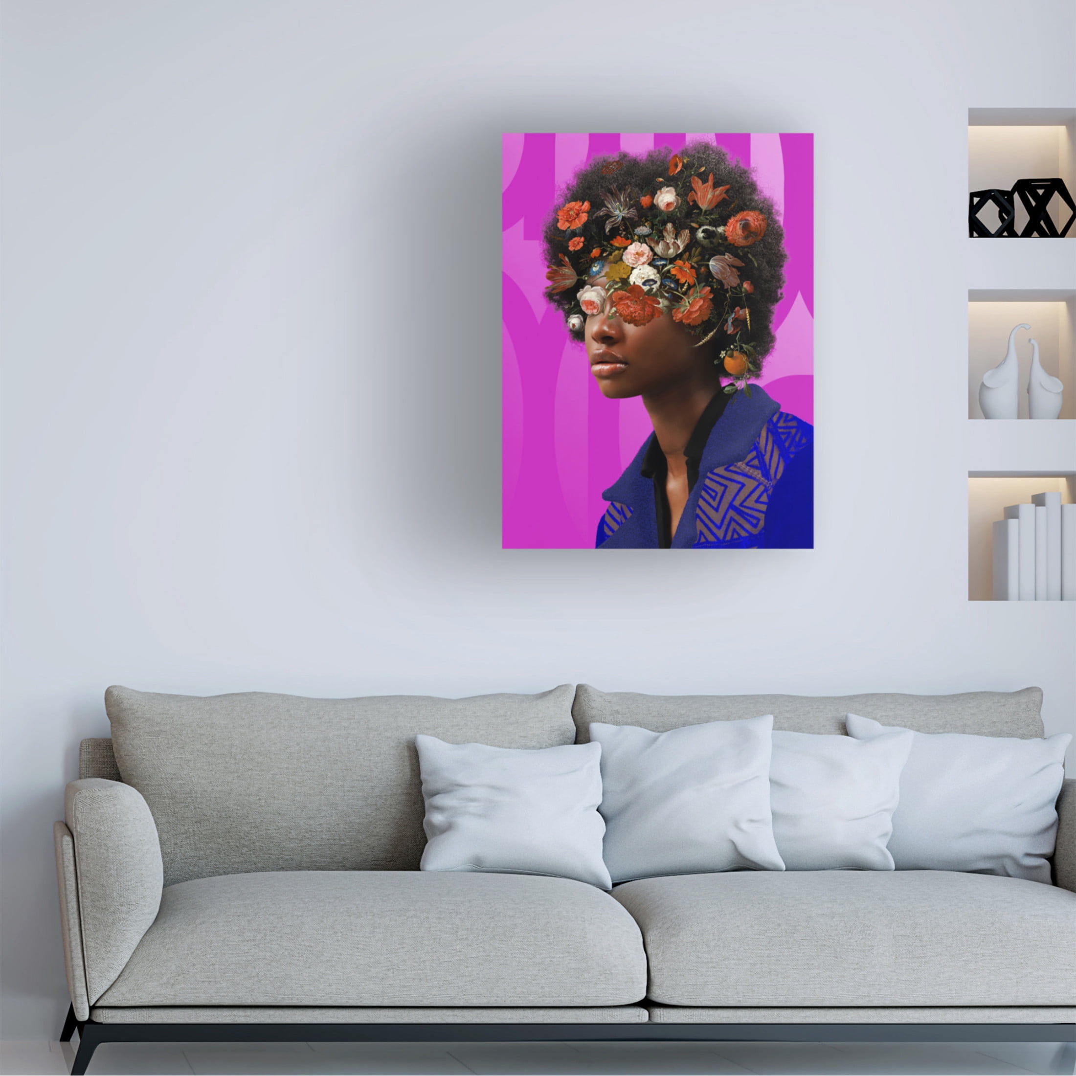 Canvas Wall Art - NUMA Art 'Black and Bloom 1' Wall Art for Living Room, Bedroom, or Office Décor by Trademark Fine Art - 24 x 32 Inches