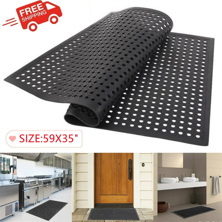 150x90 cm Eco-Friendly Rubber Anti-Fatigue Kitchen Bar Floor Mat Bar Kitchen  Industrial Multi-Functional Anti-Fatigue Drainage Rubber Non-Slip Hexagonal  Mat 