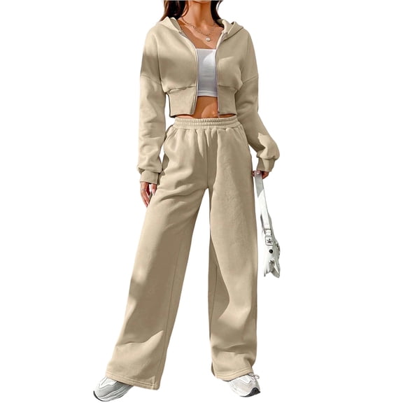 Women 2 Piece Outfits Lounge Set Oversized Zip Up Sweatshirt Hoodie and Sweatpant Matching Sweat Sets Winter Sweatsuits Color S