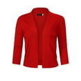 thumbnail image 2 of Yesfashion Women's 3/4 Sleeve Cropped Cardigan Sweaters Open Front Knit Short Bolero Shrugs, 2 of 5