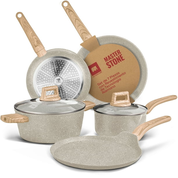 Batería de Cocina Master Stone Ultrachef Antiadherente Alemán Libre de PFOA Juego de 7 Piezas