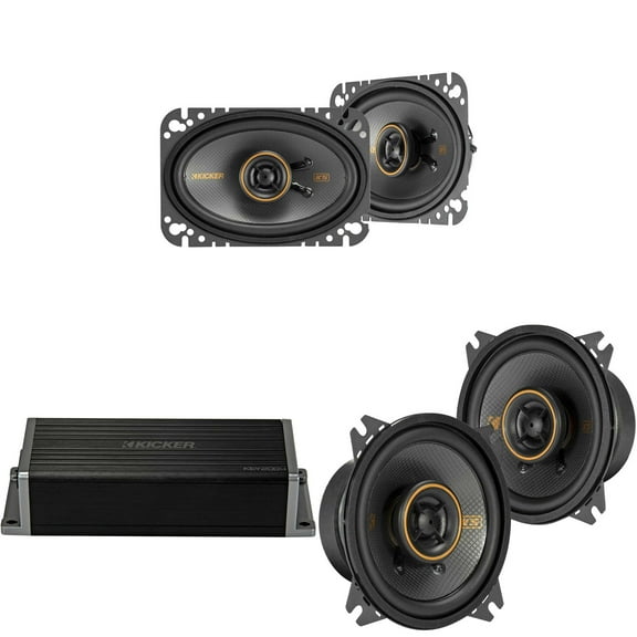 Kicker 47KEY2004 4-Channel DSP Smart Amp w/ 51KSC 4" & 4x6" Audio Upgrade Bundle