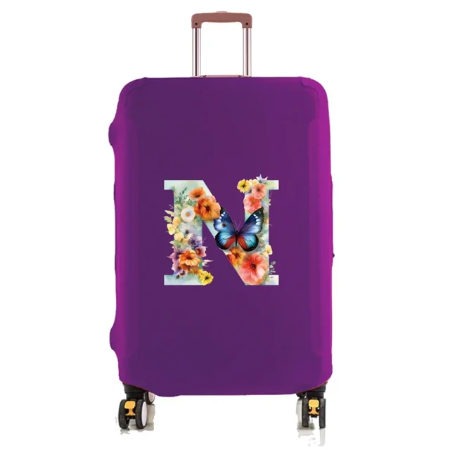Travel Luggage Cover Baggage Suitcase Protector Washable Reusable Dustproof Scratch-proof Suitcase Cover Butterfly Print Pattern 8butterfly letter N S