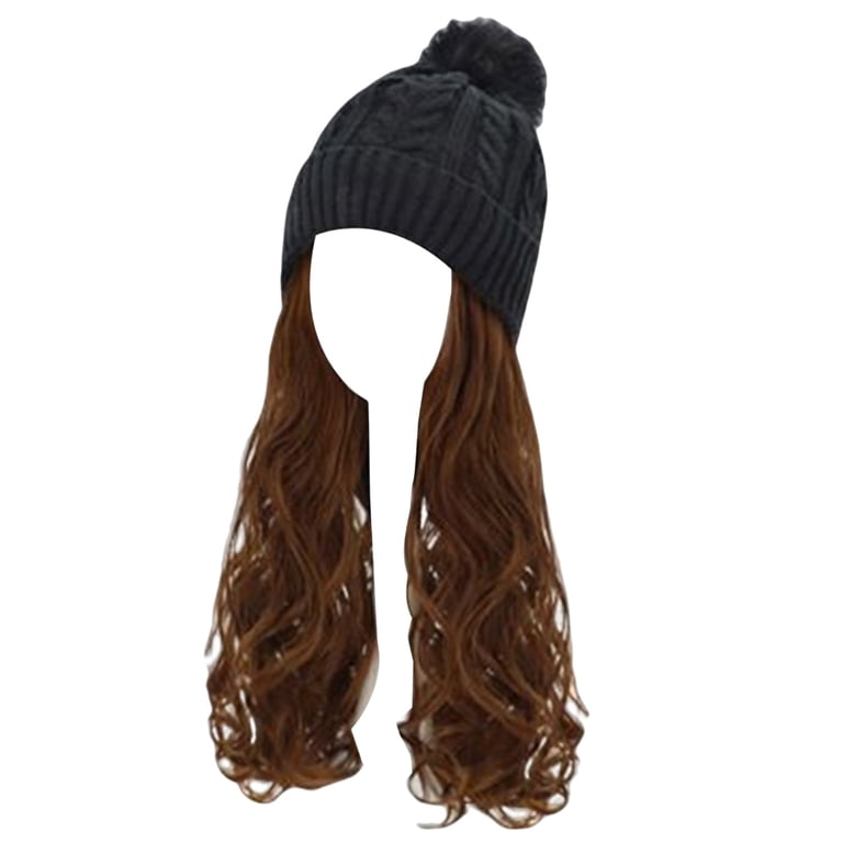 Beanie wig - new - brown hair 18” Amazon.com : Flufymooz Beanie Wig, Hat Hair Extension Long  main image 4