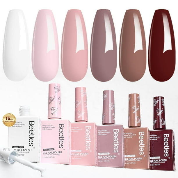 Set de esmaltes de uñas en gel Beetles Neutral, 6 colores, marrón nude