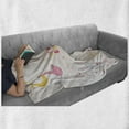 thumbnail image 6 of Feminine Soft Flannel Fleece Throw Blanket, Bunny Rabbit Sleeping Doing Laundry Picking Stars Love Cartoon Art Design, Cozy Plush for Indoor and Outdoor Use, 50" x 60", Yellow Beige, by Ambesonne, 6 of 6