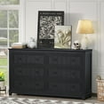thumbnail image 6 of Joaxswe 6 Drawer Dresser, Mid Century Modern Dresser with Storage, 54" Wide Chest of Drawers with Wood Grain Texture for Bedroom, Living Room, Hallway, Black, 6 of 8