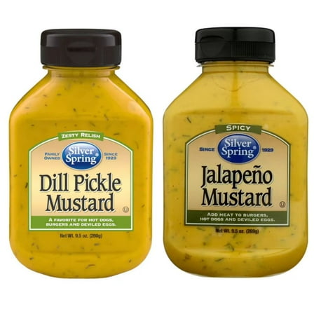 Silver Spring Mustard Variety Pack 2 Pack Jalapeno Mustard 9.5 oz & Dill Pickle Mustard 9.5 oz