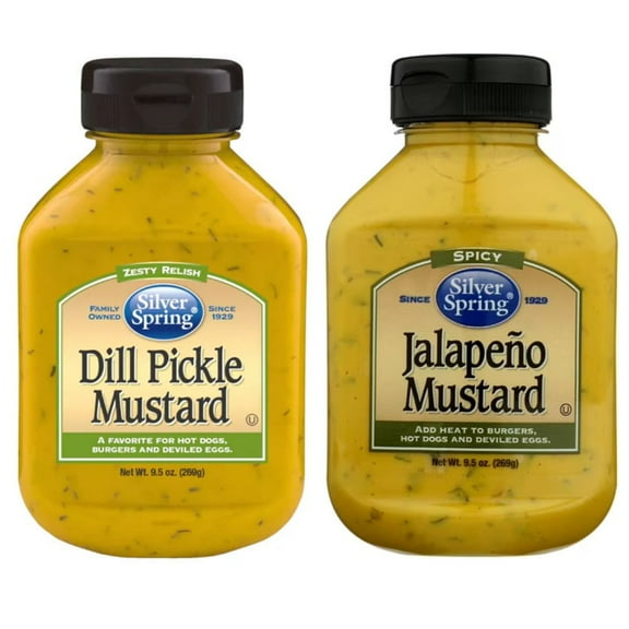 Silver Spring Mustard Variety Pack 2 Pack Jalapeno Mustard 9.5 oz & Dill Pickle Mustard 9.5 oz