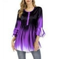 thumbnail image 3 of kurtrusly T-Shirt Dégradé pour Femmes, Blouse Décontractée à Boutons, Col Rond, Manches à Volants, Ample, 3 of 7