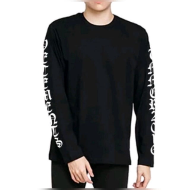 Camiseta "The Earth is Flat" Suga BTS Min Yoongi Bangtan Outfit Yet to Come in Busan Concert Black Color exterior sablon delantero Back + manga larga Vtmennnnt verano 2016 concierto YTC camiseta corea