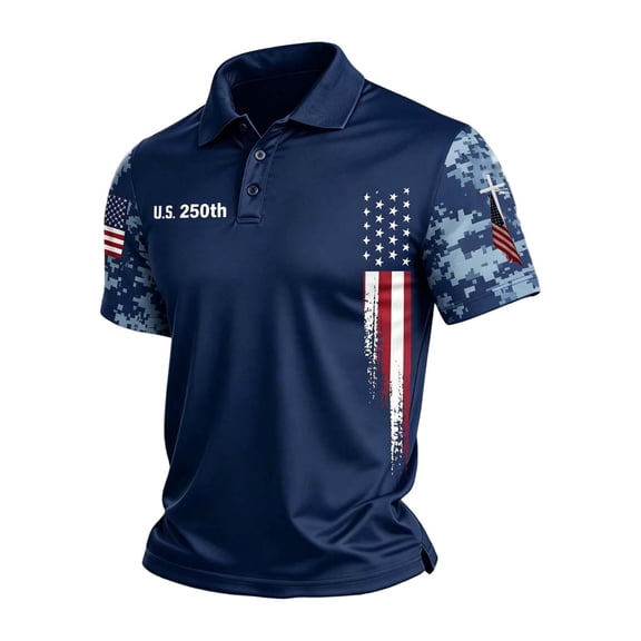 xfsWaSs Mens Polo Shirts 250Th Anniversary Usa Shirt 4Th Of July Shirts American Flag Patriotic Shirt For Independence Day Celebration Casual Collared Tops