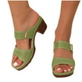 thumbnail image 4 of LOVZFMLL Sandals for Women Two Straps Heels Sandals Slip On Open Toe Slides for Women Outdoor Beach Vacation Summer Casual Footwear Green 7, 4 of 4