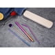 thumbnail image 1 of Juego de 7 pajitas reutilizables de acero inoxidable con estuche - Pajitas largas aptas para lavavajillas - 2 cepillos de limpieza incluidos, 1 of 3