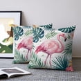 thumbnail image 2 of Pillow Covers 16x16 Set of 2, Flamingo Throw Pillow Covers Decorative Couch Cushion Cover, Vintage Summer Palm Leaves Tropical Botanical Microfiber Soft Square Pillowcases for Bedroom Living Room, 2 of 9