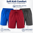 thumbnail image 3 of DARESAY Men’s Knit Lounge Shorts 3-Pack, Soft Pajama Sleep Shorts with Pockets, Drawstring Elastic Waist, Casual Everyday Shorts, Sizes S-3XL, 3 of 11