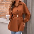 thumbnail image 4 of Chaqueta con botones para mujer camisa de manga farol a la moda cómoda y elegante chaqueta tipo túnica, 4 of 7