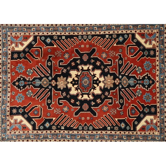 Ahgly Company Machine Washable Indoor Rectangle Traditional Dark Almond Brown Area Rugs, 6' x 9'
