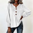 thumbnail image 4 of Women's Solid Velvet Long Sleeve Tops Notched V Neck Loose Tunic Shirts Business Casual Blouses Fall Winter Dressy Tops Daily Outfits White, 4 of 7