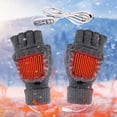 thumbnail image 3 of Unisex Christmas Print Knit Heated Gloves USB Connection Three Speed Timing Temperature Adjustment Indoor Work Winter Gloves, 3 of 5