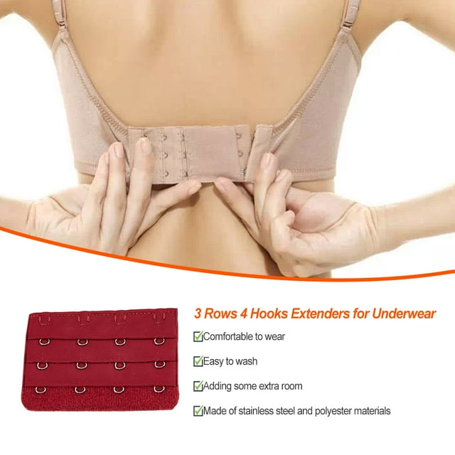 Extension Strap Bra Extenders Buckle 4 Hook Breathable Elastic Universal Practical Accessories Adjustable Replacement 3 Rows Underwear wine red