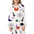 thumbnail image 4 of RUTAYY Girls Pajama Set Halloween Cute Graphic 2 Piece Sleepwear Long Sleeve Notch Neck Kids Evening Relax Wear White, 4 of 5