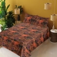 thumbnail image 2 of Ambesonne Floral Design Fitted & Flat Sheet with Sham 3 Pcs Set, Grunge Roses Print, Twin XL, Vermilion and Pale Orange, 2 of 5