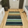 thumbnail image 2 of Ottomanson Striped Area Rug 3'3" x 5' - Non Slip Low Pile Carpet, Multicolor, 2 of 11