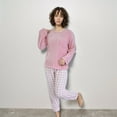 thumbnail image 2 of DHFJKG Pajamas For Women Set Flannel Winter Sleepwear Long Sleeve Loose Fit Top Elastic Waist Ankle-Tied Plaid Pants 2 Piece Loungewear Fuzzy Soft Homewear, 2 of 6